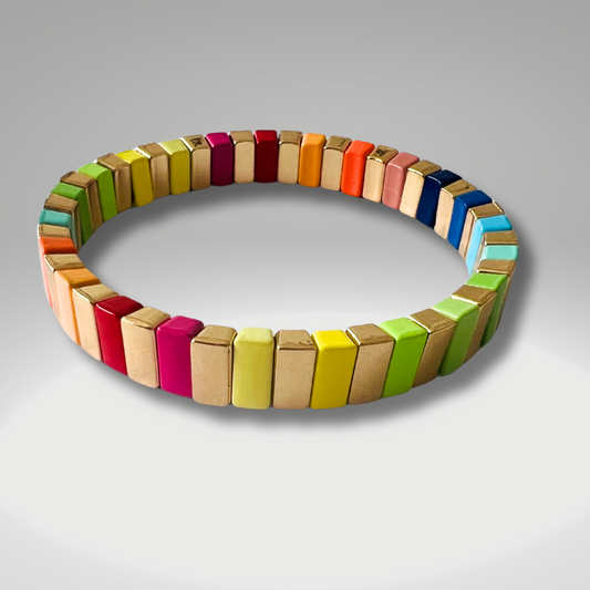 Brass Enamel Bracelets - Rainbow