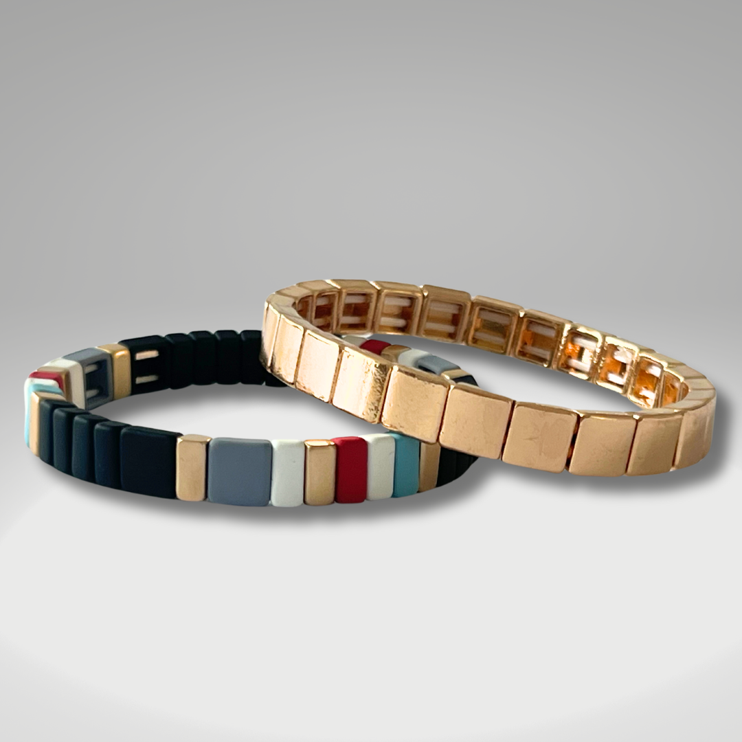 Brass Enamel Bracelets - Matt Black