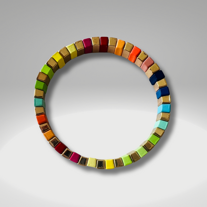 Brass Enamel Bracelets - Rainbow