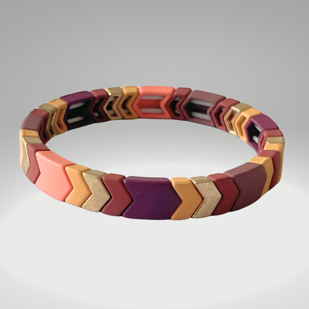 Brass Enamel Bracelets - Dusty Purple & Peach