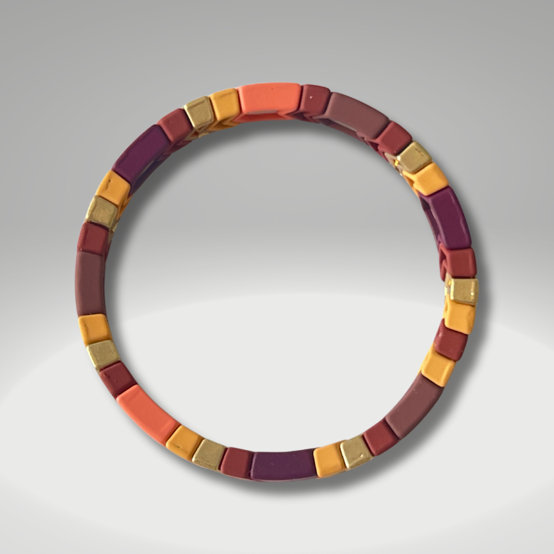 Brass Enamel Bracelets - Dusty Purple & Peach