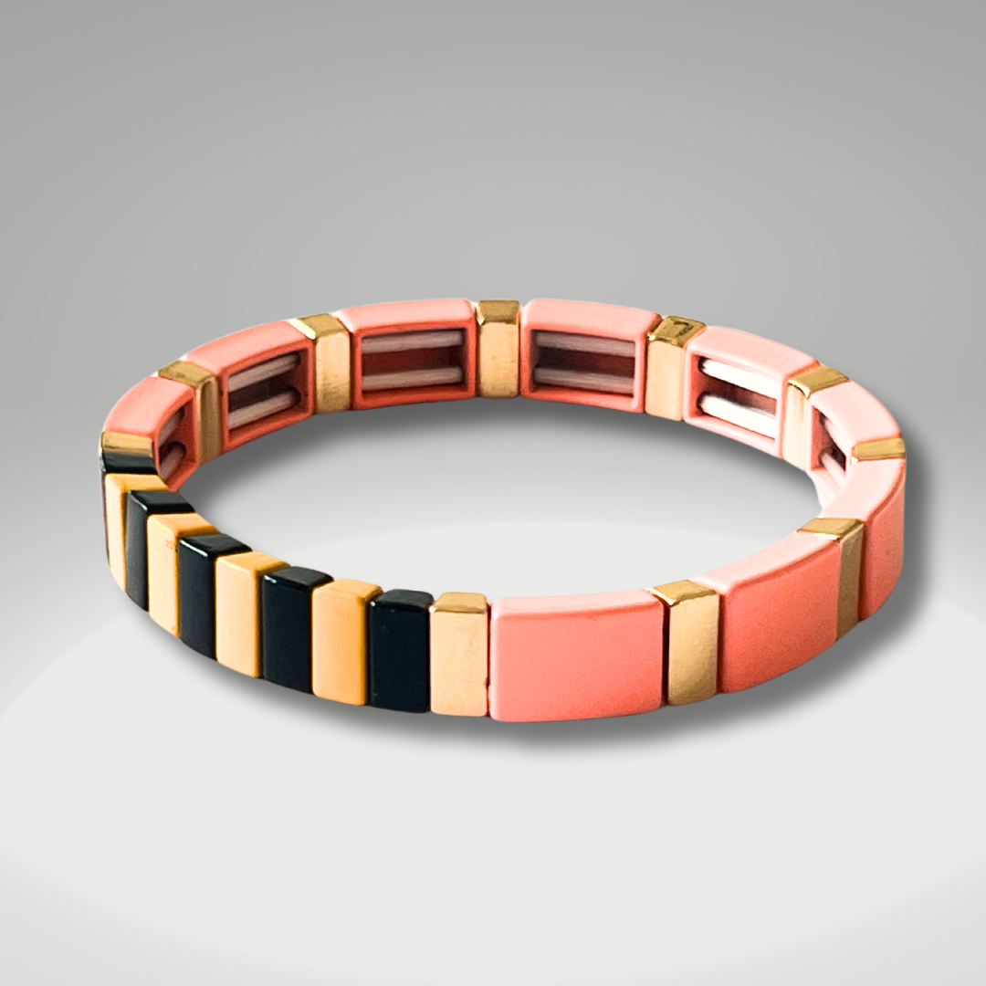 Brass Enamel Bracelets - Prach, Black & Yellow