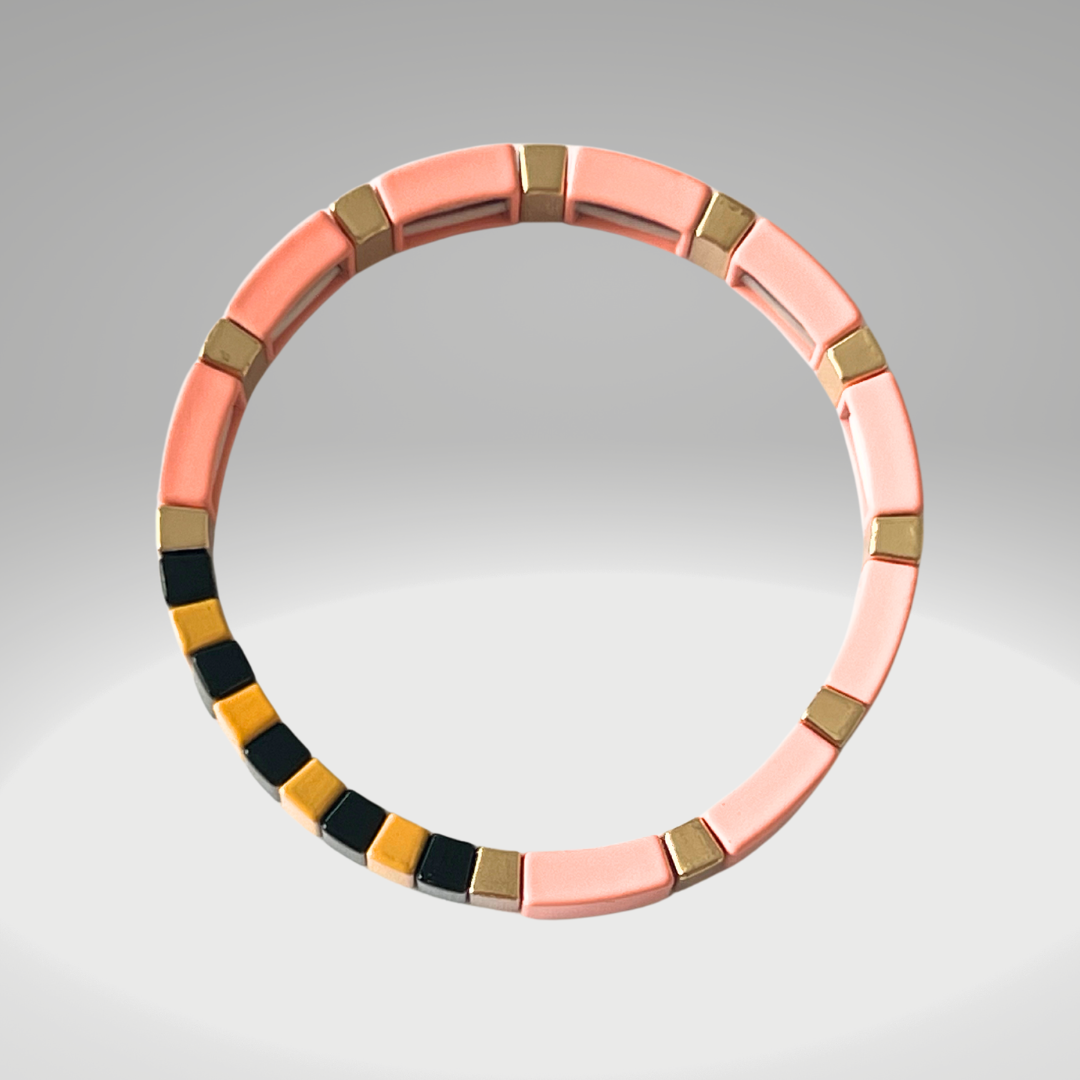 Brass Enamel Bracelets - Prach, Black & Yellow