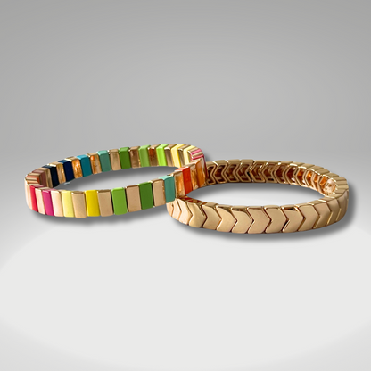 Brass Enamel Bracelets - Rainbow