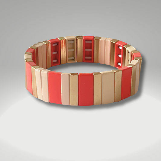 Brass Enamel Bracelets - Peach & Gold