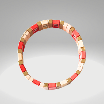 Brass Enamel Bracelets - Peach & Gold