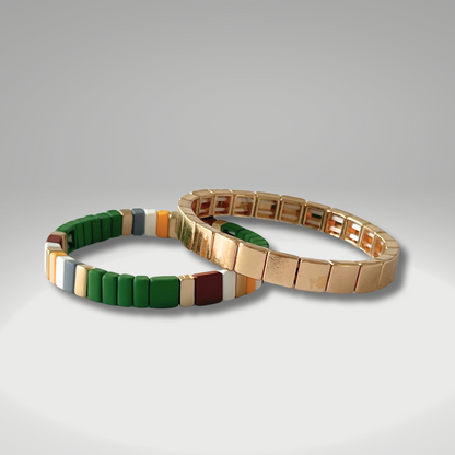 Brass Enamel Bracelets - Green